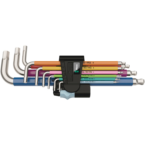 Jeu de cl&eacute;s m&acirc;les 3950/9 Hex-Plus multicolores, 9 mcx, M&eacute;trique Pryde Industrial Inc.