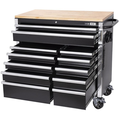 HDRC4112 HD Series Roller Cabinet, 12 Drawers, 41" W x 21" D x 40-3/10" H, Black Pryde Industrial Inc.