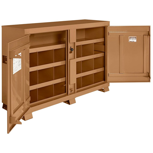 Model 129 Bin Storage Cabinet with Padlock, Steel, 48 Cubic Feet, Tan Pryde Industrial Inc.