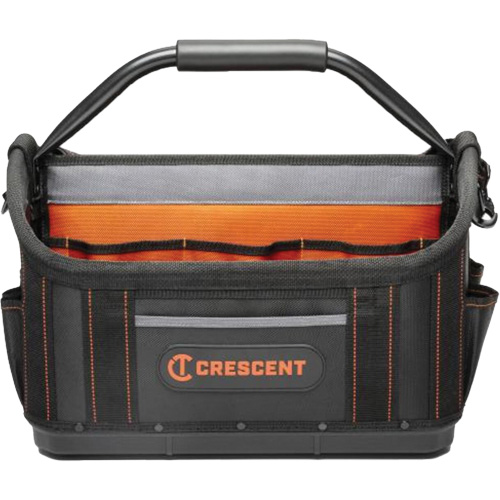 17" Tradesman Open Top Tool Bag, Polyester, 25 Pockets, Black/Orange Pryde Industrial Inc.