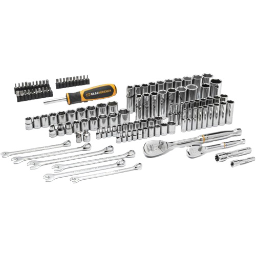 Jeu d'outils manuels pour m&eacute;canicien 90T SAE/m&eacute;trique avec prises 1/4" & 3/8" Pryde Industrial Inc.