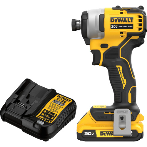 ATOMIC COMPACT SERIESMAX* Brushless Cordless Compact Impact Driver Kit, 1/4", 1700 in-lbs Max. Torque, 20 V, Lithium-Ion Pryde Industrial Inc.