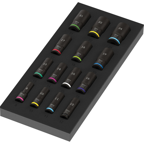 Insert en mousse pour jeu de douilles profondes Impaktor 1 Zyklop B, 15 Mcx, Chocs, Prise de 3/8", Profond Pryde Industrial Inc.