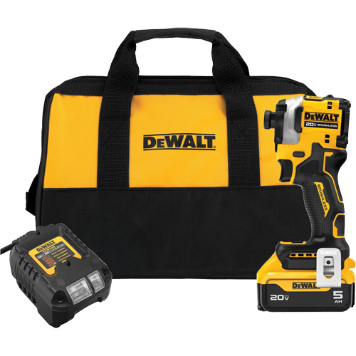 ATOMIC Brushless Cordless 3-Speed Impact Driver Kit, 1/4", 1825 in-lbs Max. Torque, 20 V, Lithium-Ion Pryde Industrial Inc.