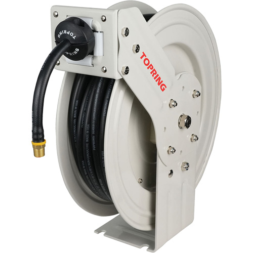 D&eacute;vidoir de tuyau &agrave; rappel automatique &agrave; bras simple de type L MAXREEL avec tuyau en caoutchouc, Air, 3/8" x 50', Tuyau simple, 250 PSI Pryde Industrial Inc.