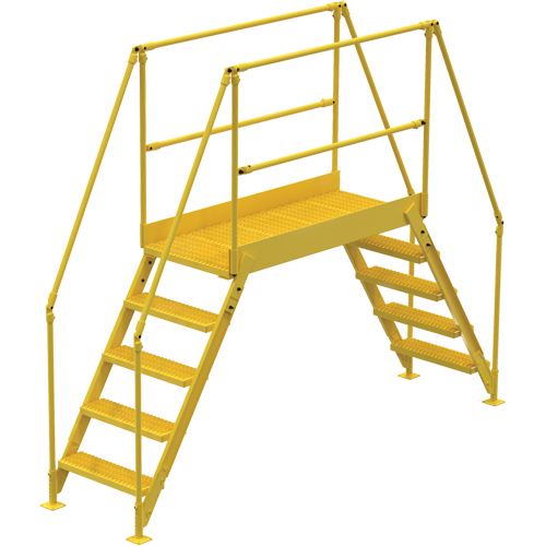 Crossover Ladder, 115-1/2" Overall Span, 50" H x 60" D, 24" Step Width Pryde Industrial Inc.