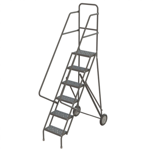 Steel Rolling Ladder, 6 Steps, 16" Step Width, 60" Platform Height, Steel Pryde Industrial Inc.