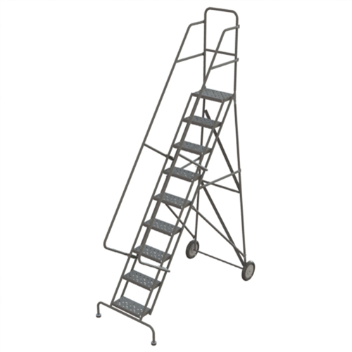 Steel Rolling Ladder, 9 Steps, 16" Step Width, 90" Platform Height, Steel Pryde Industrial Inc.