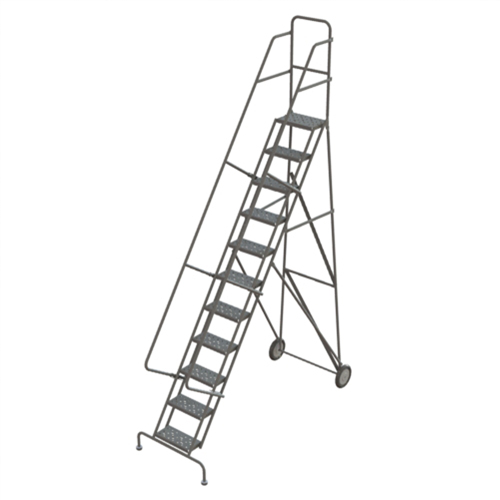 Steel Rolling Ladder, 11 Steps, 16" Step Width, 110" Platform Height, Steel Pryde Industrial Inc.