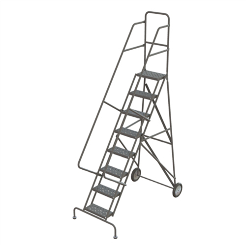 Rolling Ladder, 8 Steps, Serrated, 86" High Pryde Industrial Inc.