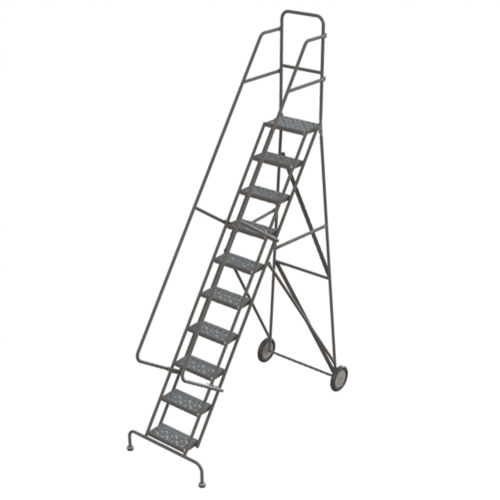 Rolling Ladder, 10 Steps, Serrated, 106" High Pryde Industrial Inc.