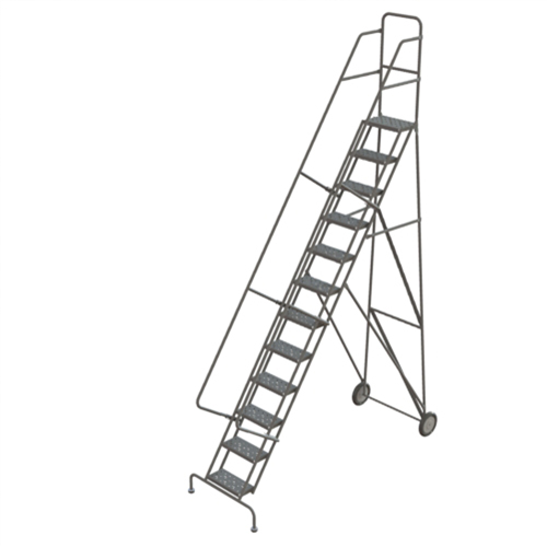 Rolling Ladder, 12 Steps, Serrated, 126" High Pryde Industrial Inc.