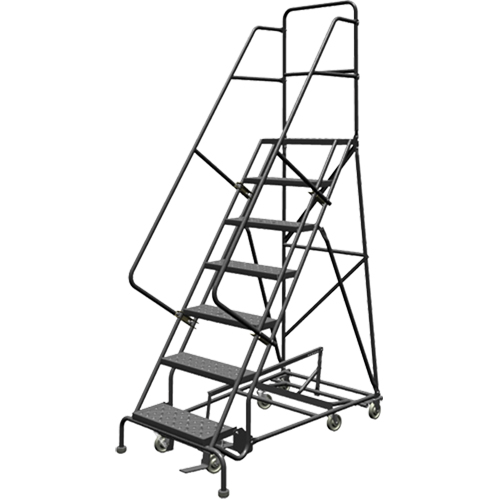 All Directional Rolling Ladder, 7 Steps, 24" Step Width, 70" Platform Height, Steel Pryde Industrial Inc.