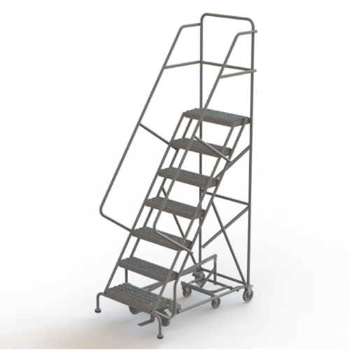 All Directional Rolling Ladder, 7 Steps, 24" Step Width, 70" Platform Height, Steel Pryde Industrial Inc.