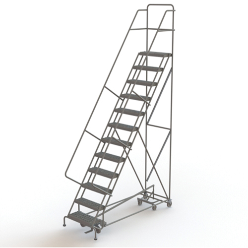 All Directional Rolling Ladder, 12 Steps, 24" Step Width, 120" Platform Height, Steel Pryde Industrial Inc.