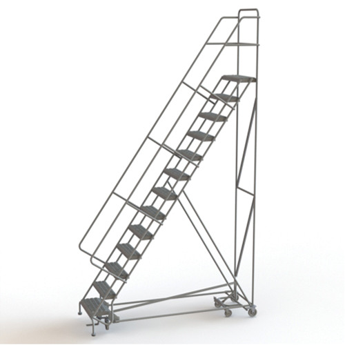 &eacute;chelles roulantes multidirectionnelles, 13 marches, Largeur de la marche 24", Hauteur de la plateforme 130", Acier Pryde Industrial Inc.