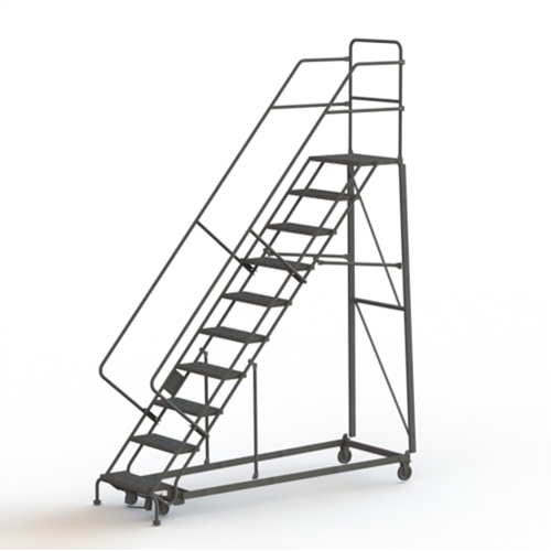 Heavy Duty Safety Slope Ladder, 10 Steps, Serrated, 50° Incline, 100" High Pryde Industrial Inc.