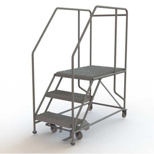 Mobile Work Platform, Steel, 3 Steps, 30" H, 35" D, 24" Step, Serrated Pryde Industrial Inc.