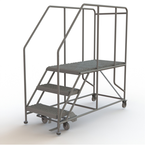 Mobile Work Platform, Steel, 3 Steps, 30" H, 47" D, 24" Step, Serrated Pryde Industrial Inc.
