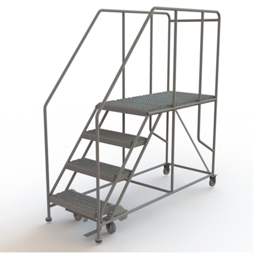 Mobile Work Platform, Steel, 4 Steps, 40" H, 47" D, 24" Step, Serrated Pryde Industrial Inc.