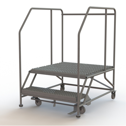 Mobile Work Platform, Steel, 2 Steps, 20" H, 36" D, 36" Step, Serrated Pryde Industrial Inc.