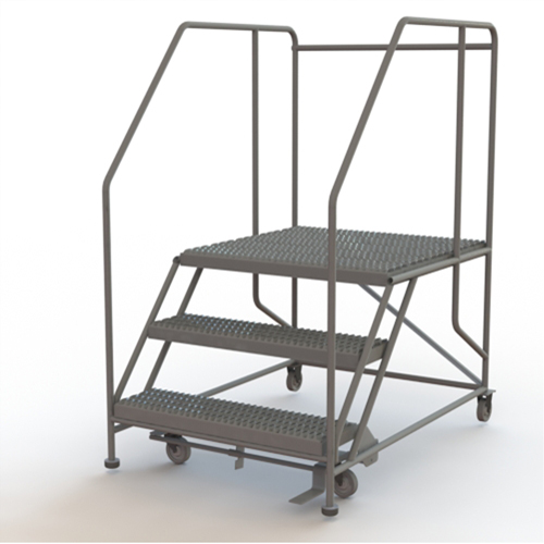 Mobile Work Platform, Steel, 3 Steps, 30" H, 36" D, 36" Step, Serrated Pryde Industrial Inc.