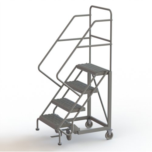 Safety Slope Rolling Ladder, 4 Steps, Serrated, 50° Incline, 40" High Pryde Industrial Inc.