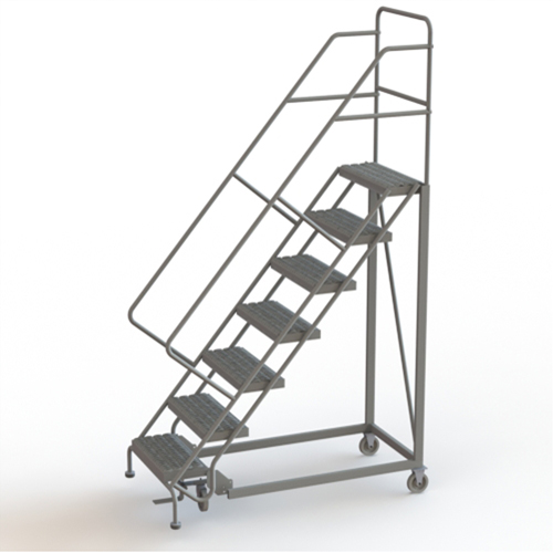 Safety Slope Rolling Ladder, 7 Steps, Serrated, 50° Incline, 70" High Pryde Industrial Inc.