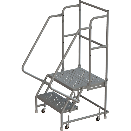 Escabeaux roulants &agrave; dessus profond, 2 marches, Largeur de la marche 16", Hauteur de la plateforme 20", Acier Pryde Industrial Inc.