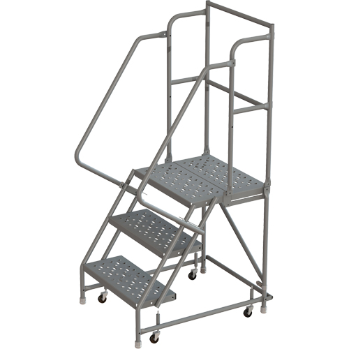 Deep Top Step Rolling Ladder, 3 Steps, 24" Step Width, 30" Platform Height, Steel Pryde Industrial Inc.