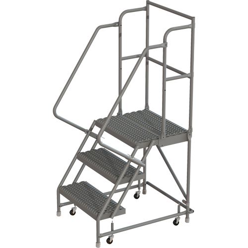 Escabeaux roulants &agrave; dessus profond, 3 marches, Largeur de la marche 24", Hauteur de la plateforme 30", Acier Pryde Industrial Inc.