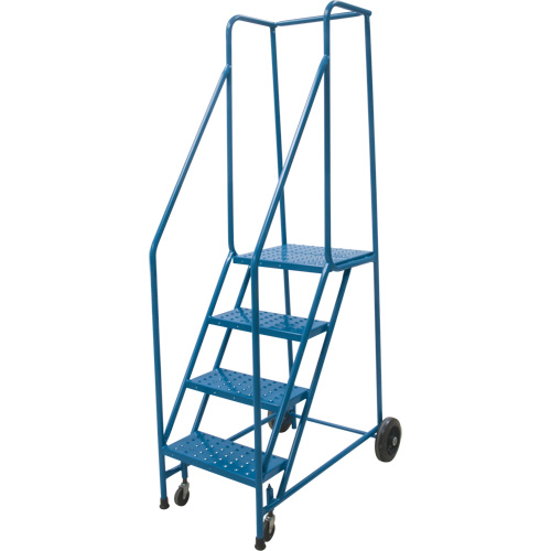 Rolling Step Ladder, 4 Steps, 18" Step Width, 37" Platform Height, Steel Pryde Industrial Inc.