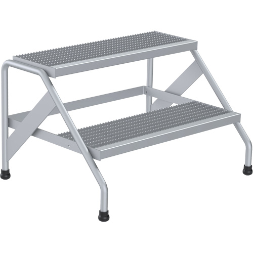 Aluminum Step Stand, 2 Step(s), 32-13/16" W x 24-9/16" L x 20" H, 500 lbs. Capacity Pryde Industrial Inc.