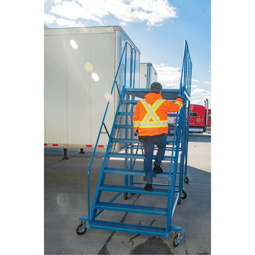 Snow Ladder, Steel, 10 Steps, 99" H, 85-1/2" D, 48" Step, Serrated Pryde Industrial Inc.