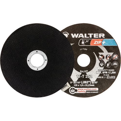 Zip+ Right Angle Grinder Reinforced Cut-Off Wheels, 5" x 1/16", 7/8" Arbor, Type 1, Zirconia Alumina, 12200 RPM Pryde Industrial Inc.
