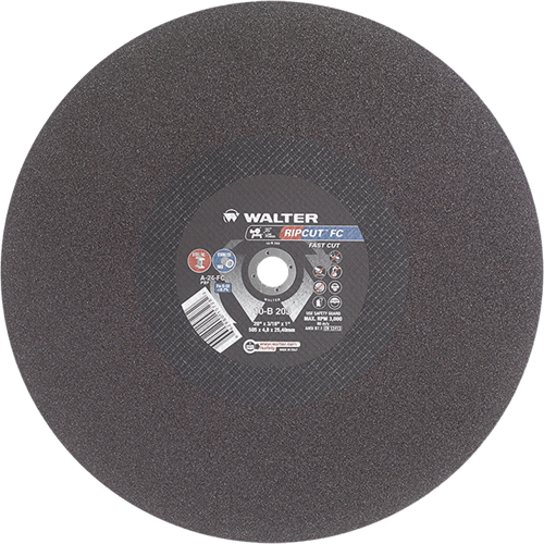Ripcut Stainless Steel & Steel Cut-Off Wheel for Stationary Saws, 20" x 3/16", 1" Arbor, Type 1, Aluminum Oxide, 3000 RPM Pryde Industrial Inc.