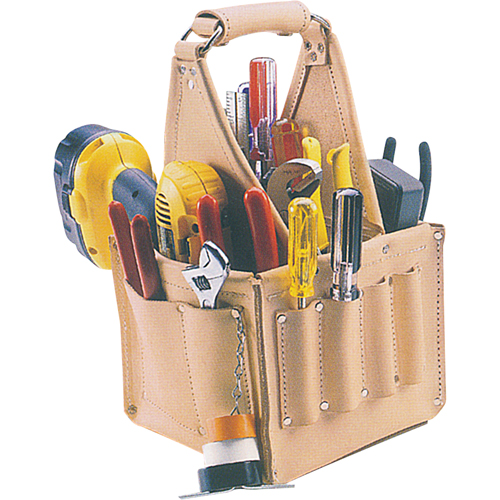 Porte-outils pour &eacute;lectricien et travaux d'entretien, Cuir, 17 pochettes, Beige Pryde Industrial Inc.