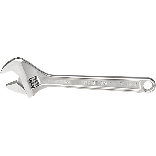 Adjustable Wrench, 12-1/8" L, 1-19/32" Max Width, Chrome Pryde Industrial Inc.