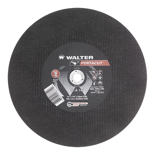 Meule &agrave; tronçonner rapide en acier inoxydable Portacut, 14" x 1/8", Arbre de 3/4", Type 1, Oxyde d'aluminium, 5400 Tr/min Pryde Industrial Inc.