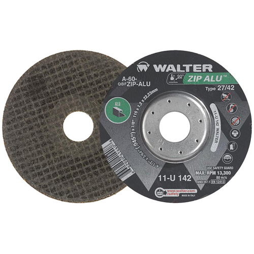 Meule &agrave; tronçonner Zip Alu, 5" x 3/64", Arbre de 7/8", Type 27, Oxyde d'aluminium, 12 200 Tr/min Pryde Industrial Inc.