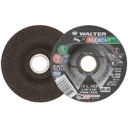 Meule FLEXCUT, 4-1/2", 36 Grain, Oxyde d'aluminium, 7/8", 13 300 Tr/min, Type 29 Pryde Industrial Inc.