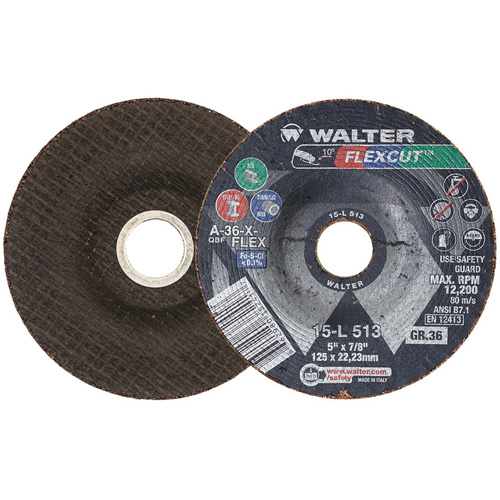 Meule FLEXCUT, 5", 36 Grain, Oxyde d'aluminium, 7/8", 12 200 Tr/min, Type 29 Pryde Industrial Inc.