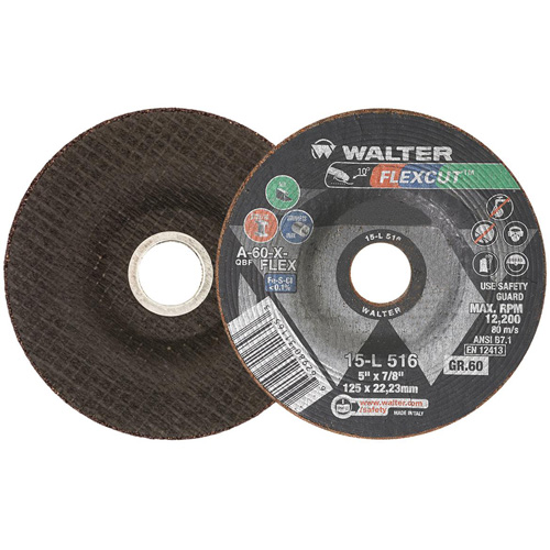 Meule FLEXCUT, 5", 60 Grain, Oxyde d'aluminium, 7/8", 12 200 Tr/min, Type 29 Pryde Industrial Inc.