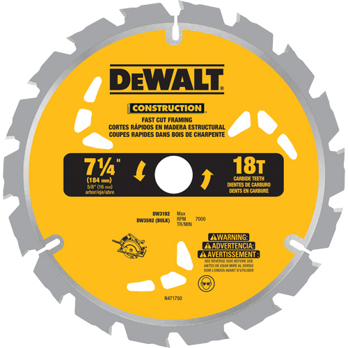 Fast Cut Framing Carbide-Tipped Saw Blade, 7-1/4", 18 Teeth, Wood Use Pryde Industrial Inc.