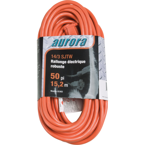 Vinyl Extension Cord, Outdoor, SJTW, 14/3 AWG, 15 A, 50' Pryde Industrial Inc.