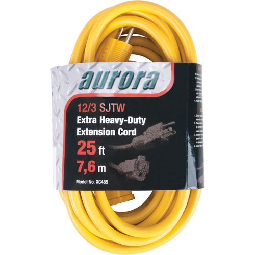 Vinyl Extension Cord, Outdoor, SJTW, 12/3 AWG, 15 A, 25' Pryde Industrial Inc.