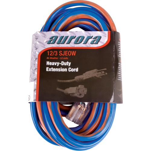 TPE-Rubber Extension Cord With Light Indicator, All-Weather, SJEOW, 12/3 AWG, 15 A, 50' Pryde Industrial Inc.