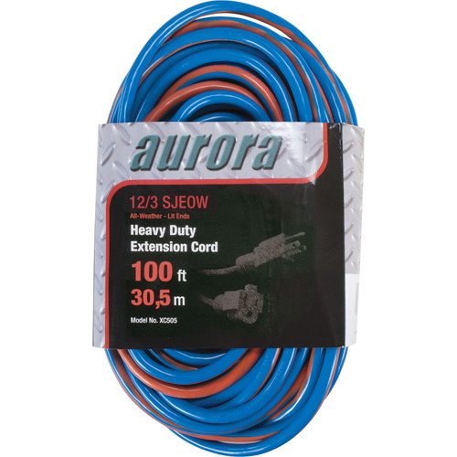 TPE-Rubber Extension Cord With Light Indicator, All-Weather, SJEOW, 12/3 AWG, 15 A, 100' Pryde Industrial Inc.