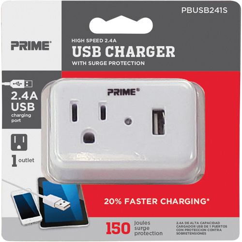 Chargeur USB Prime avec protection contre la surtension Pryde Industrial Inc.