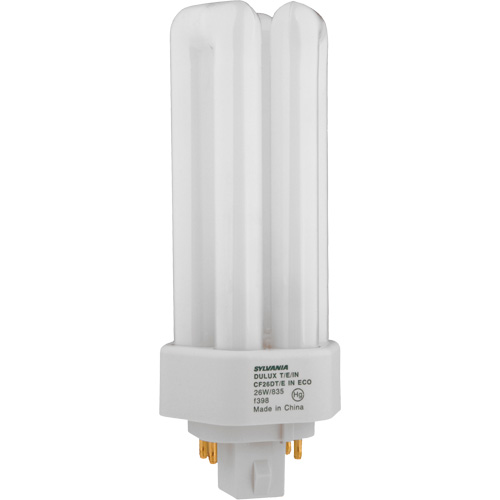Dulux&reg; D/E/IN Amalgam Triple-Tube Compact Fluorescent Lamp, T (T4), 42 W, 3500 K, G24Q-4 Base, 16000 hrs. Pryde Industrial Inc.